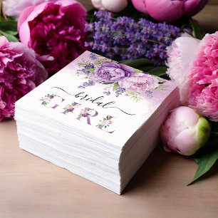 Serviette En Papier Fleurs De Jardin Violet Et Rose Fête des mariées F