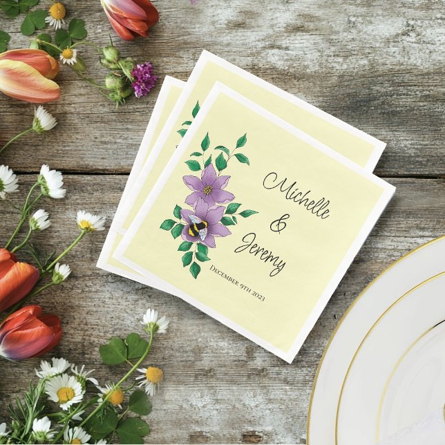 Serviette En Papier Fleurs de lavande de bourdon Jaune (Créateur téléchargé)