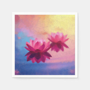 Serviette En Papier Fleurs de Lotus Abstraites colorées