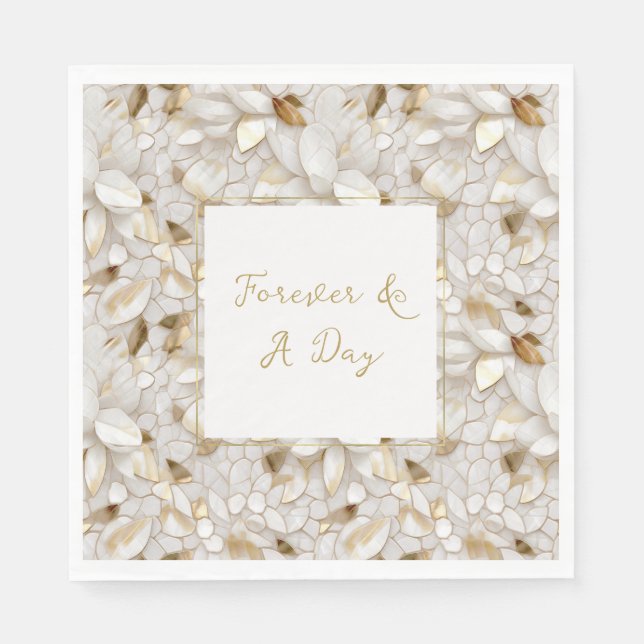 Serviette En Papier Fleurs de lotus en or blanc (Devant)