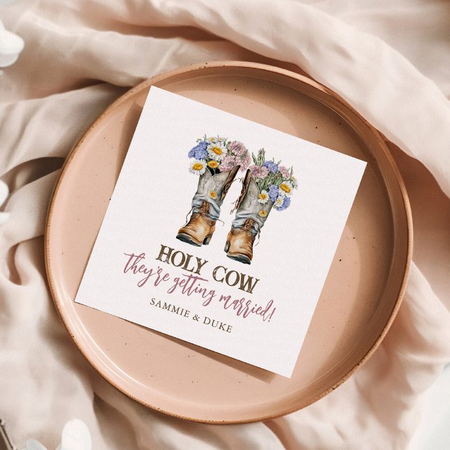 Serviette En Papier Fleurs de l'Ouest et du Pays Bottes Mariage rustiq (Créateur téléchargé)