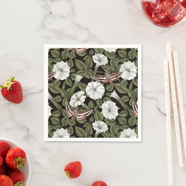 Serviette En Papier Fleurs de lune et sphinx Mois (En situation)