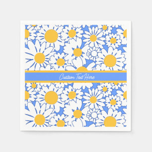 Serviette En Papier Fleurs de marais Bleu Blanc Floral Personnalisé