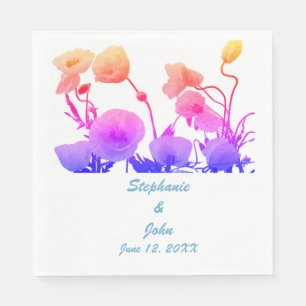Serviette En Papier Fleurs de mariage Aquarelle Pavot floral Jolie