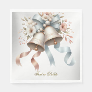 Serviette En Papier Fleurs de mariage cloches Rubans bleu rose Beau