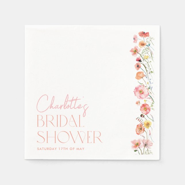 Serviette En Papier Fleurs de mariage floral Poppy Fleur sauvage (Devant)