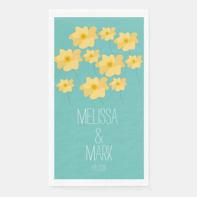 Serviette En Papier Fleurs de mariage Nom des couples de fleurs sauvag (Devant)
