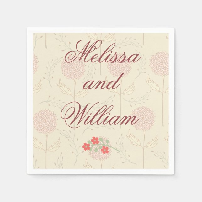 Serviette En Papier Fleurs de mariage rouges (Devant)