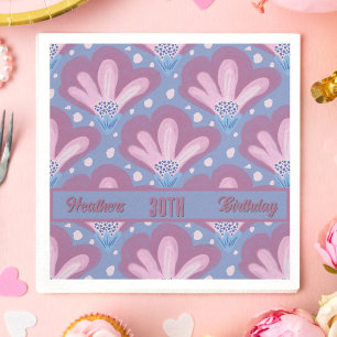 Serviette En Papier Fleurs de naissance à l'aquarelle rose personnalis