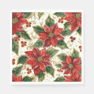 Serviette En Papier Fleurs de Noël Rouge Poinsettia