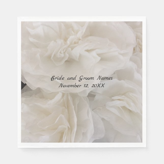 Serviette En Papier Fleurs de papier blanc élégant (Devant)