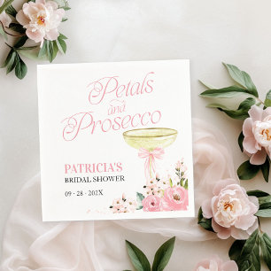Serviette En Papier Fleurs de pétale et prosecco avec un ruban rose po