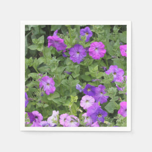Serviette En Papier Fleurs de pétunia violettes florales de printemps 
