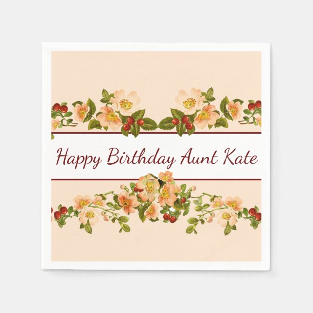 Serviette En Papier Fleurs de pommier et baies Féminin (Devant)