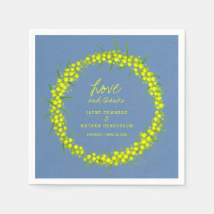 Serviette En Papier Fleurs de printemps jaune wattle art mariages serv