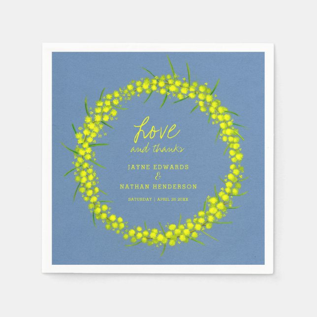 Serviette En Papier Fleurs de printemps jaune wattle art mariages serv (Devant)