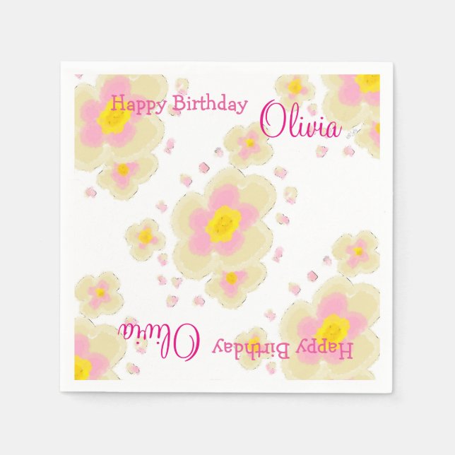 Serviette En Papier Fleurs de printemps (rose) (Devant)