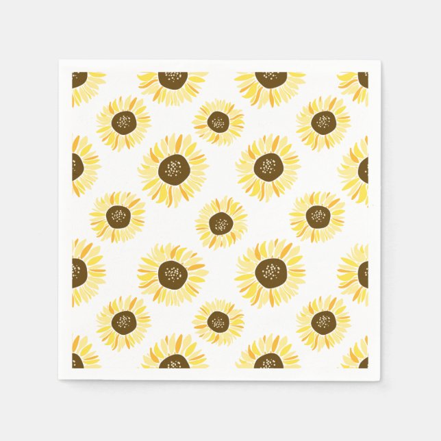 Serviette En Papier Fleurs de soleil jaunes Motif Floral (Devant)