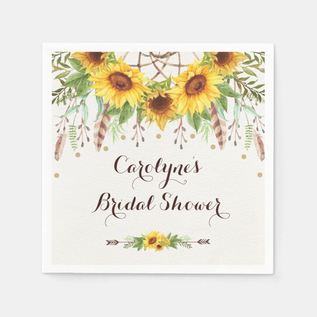 Serviette En Papier Fleurs de soleil rustiques Boho Dream Catcher Shoc (Devant)