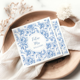Serviette En Papier Fleurs de Toile Bleue Future Mrs Réception de Mari