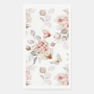 Serviette En Papier Fleurs Délicates et Papillons