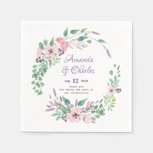 Serviette En Papier Fleurs d'épeautre Aquarelles Mariage Wreath