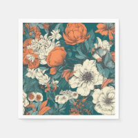 Fleurs d'été orange et blanc Napkins