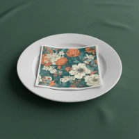 Fleurs d'été orange et blanc Napkins