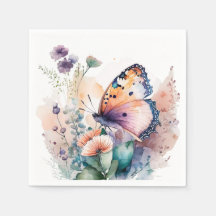 Fleurs d'été romantiques et papillon
