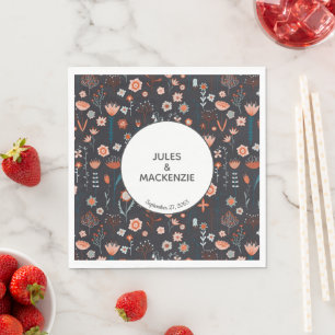 Serviette En Papier Fleurs d'été scandinaves Boho foncé moderne