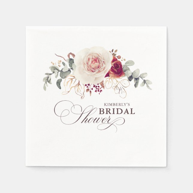 Serviette En Papier Fleurs d'ombre Terre Élégant Boho N'importe quelle (Devant)