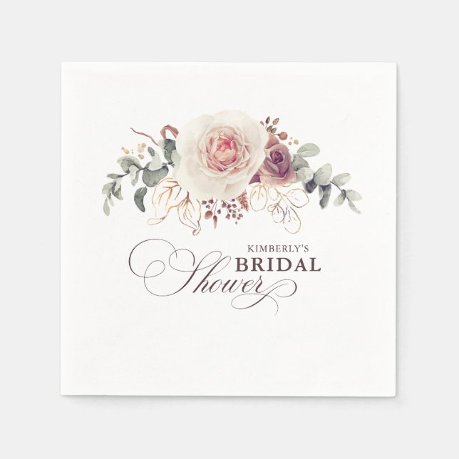 Serviette En Papier Fleurs d'ombre Terre Élégant Boho N'importe quelle (Devant)