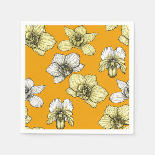 Serviette En Papier Fleurs d'orchidées jaune et blanc
