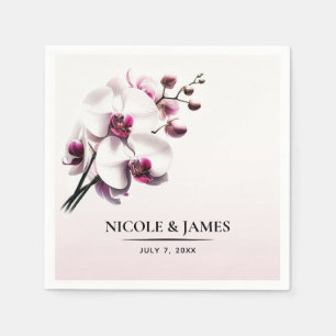 Serviette En Papier Fleurs d'orchidées roses et blanches pour mariage