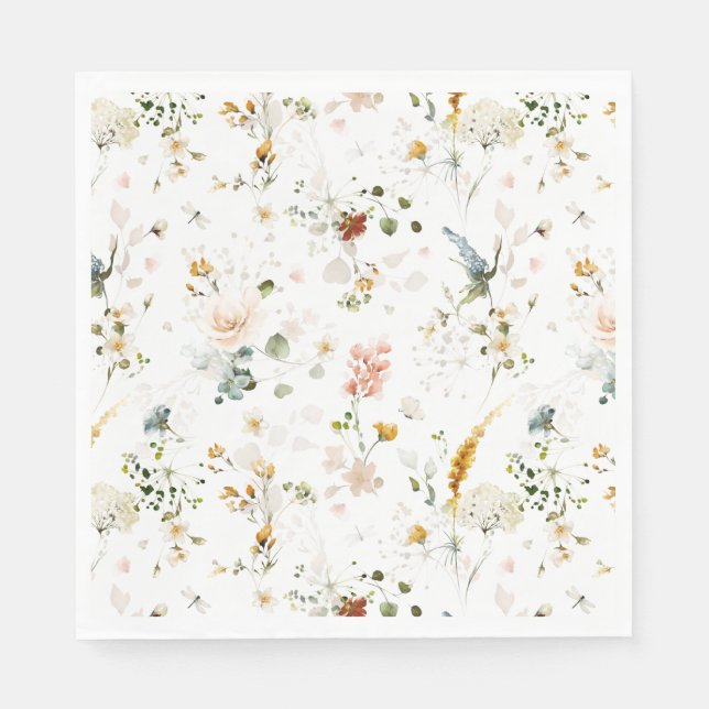 Serviette En Papier Fleurs du jardin Fête des mariées botanique (Devant)