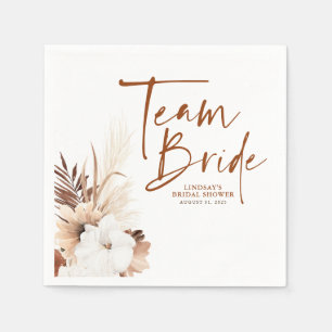 Serviette En Papier Fleurs en terre cuite blanche Équipe de la mariée 