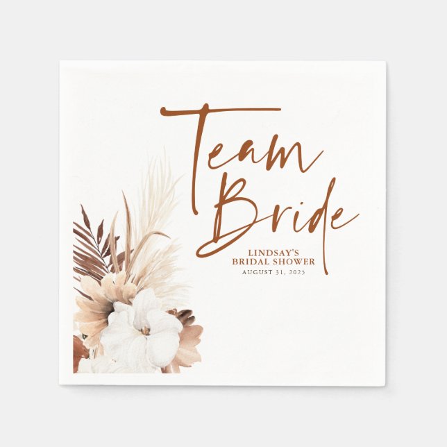 Serviette En Papier Fleurs en terre cuite blanche Équipe de la mariée  (Devant)