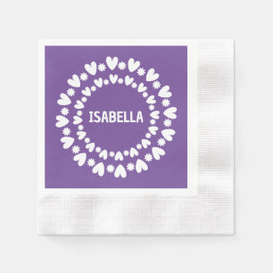 Serviette En Papier Fleurs Et Coeurs Nom