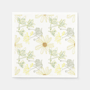 Serviette En Papier Fleurs et feuilles jaunes délicats