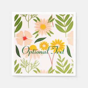 Serviette En Papier Fleurs et Motif de jardin Feuille