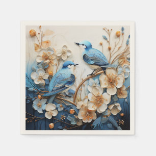 Serviette En Papier Fleurs et Oiseaux