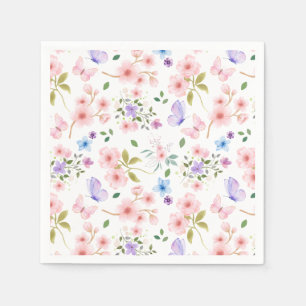 Serviette En Papier Fleurs et papillons