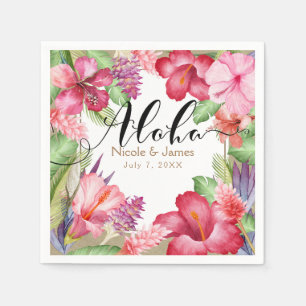 Serviette En Papier Fleurs exotiques tropicales Élégante Aloha hawaïen