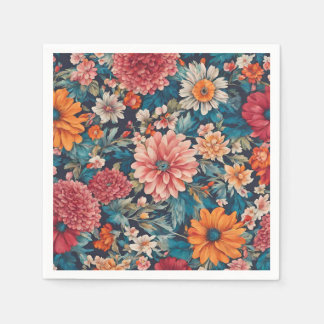 Serviette En Papier Fleurs Extraordinaires et Feuilles luxuriants. Vin