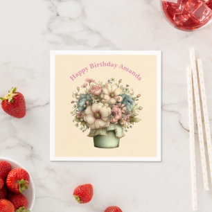 Serviette En Papier Fleurs Fantaisistes dans un Pot de Fleurs Mignon A