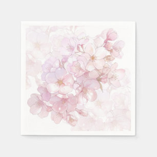 Serviette En Papier Fleurs florales de cerisier rose blanc