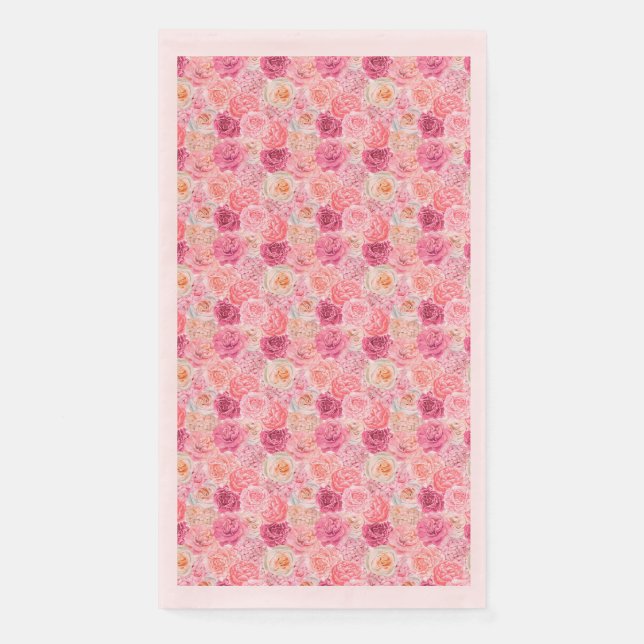 Serviette En Papier Fleurs florales rose blanc magenta Élégant (Devant)