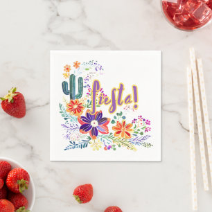 Serviette En Papier Fleurs Folkart Cactus FIESTA personnalisées