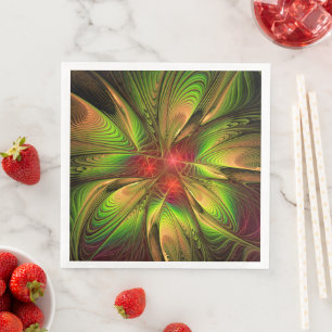 Serviette En Papier Fleurs imaginaires fractales douces et tendres