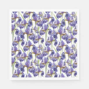Serviette En Papier Fleurs Iris Violettes